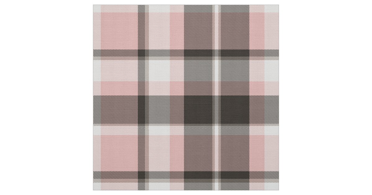 Tartan Pattern Pink and Grey ID210 Fabric | Zazzle.co.nz