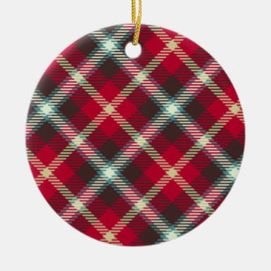 Tartan Pattern Plaid Design Christmas Holiday Ceramic Tree Decoration
