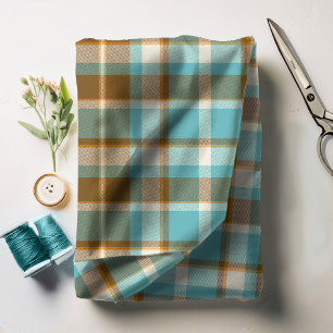 Tartan Pattern Turquoise and Gold ID210 Fabric