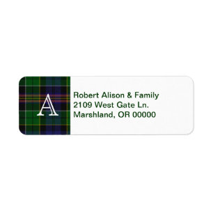 Tartan Plaid Accent Custom Address Label