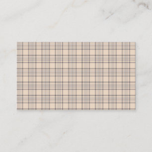 Tartan Plaid Beige, Brown & White No. 47 Business Card