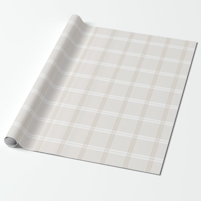 Tartan Plaid Beige & White No. 49 Wrapping Paper (Unrolled)