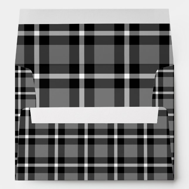 Tartan Plaid Black, Grey & White No. 48 Envelope (Back (Bottom))