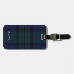 Tartan Plaid Blue Green Luggage Tag