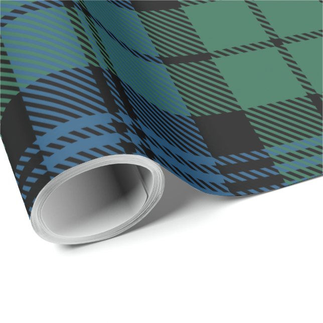 Tartan Plaid Blue GreenClan Campbell Holiday Wrapping Paper (Roll Corner)