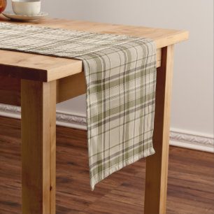 Tartan Plaid Brown, Beige & Green No. 59 Short Table Runner
