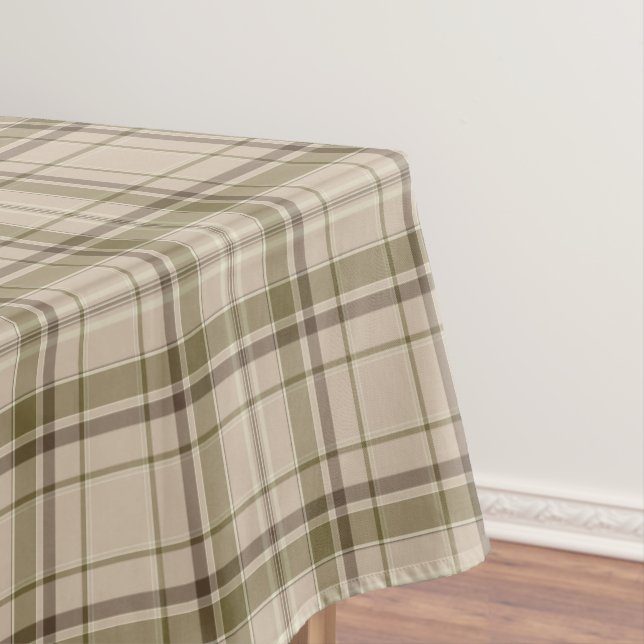 Tartan Plaid Brown, Beige & Green No. 59 Tablecloth (In Situ)
