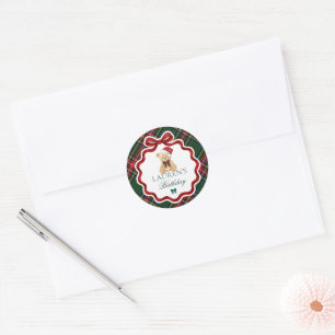 Tartan Plaid Christmas Bear Birthday Envelope Seal