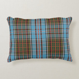 Tartan Plaid Clan Anderson Brown Teal Check Decorative Cushion