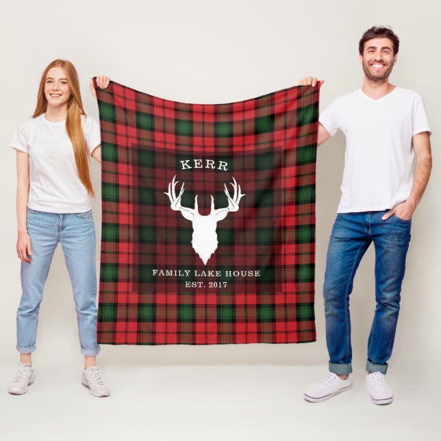 Tartan Plaid Clan Kerr Family Lake House Fleece Blanket (In Situ)