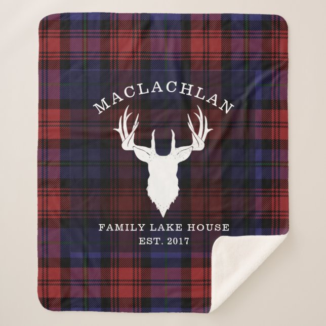 Tartan Plaid Clan MacLachlan Family Lake House Sherpa Blanket (Front)