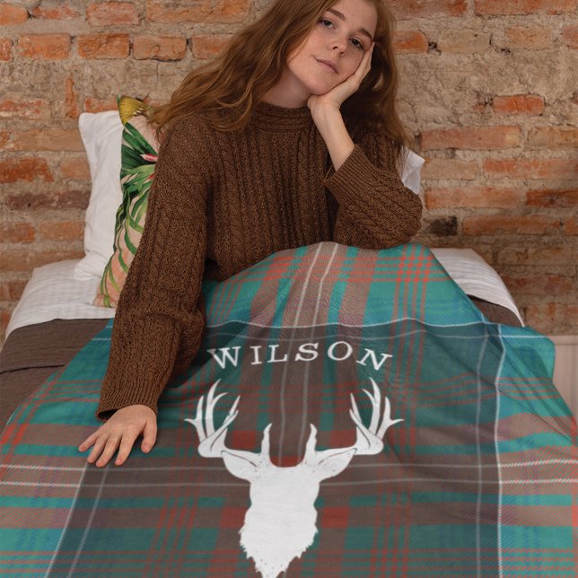 Tartan Plaid Clan Wilson Family Lake House Sherpa Blanket (Classic Rustic Clan Wilson Tartan Sherpa Blanket)