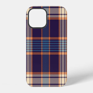 Tartan plaid, colourful navy texture. iPhone 12 case