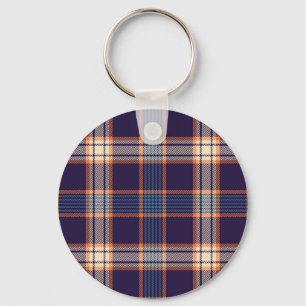Tartan plaid, colourful navy texture. key ring