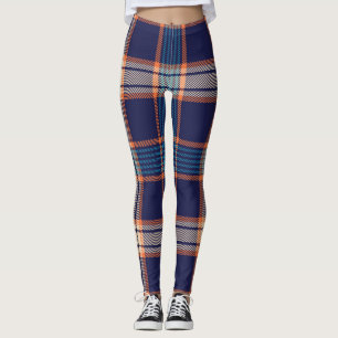 Tartan plaid, colourful navy texture. leggings