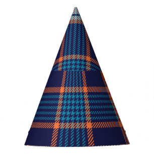 Tartan plaid, colourful navy texture. party hat