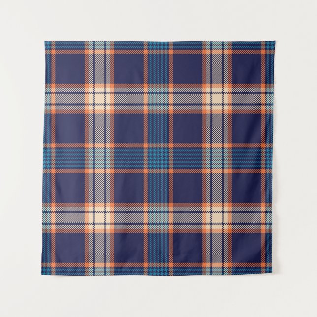 Tartan plaid, colourful navy texture. tapestry (Front)