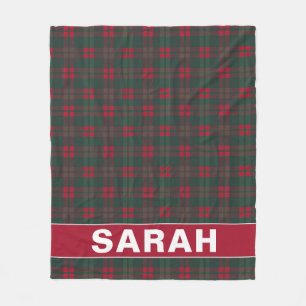 Tartan Plaid Cosy Personalised Name Fleece Blanket