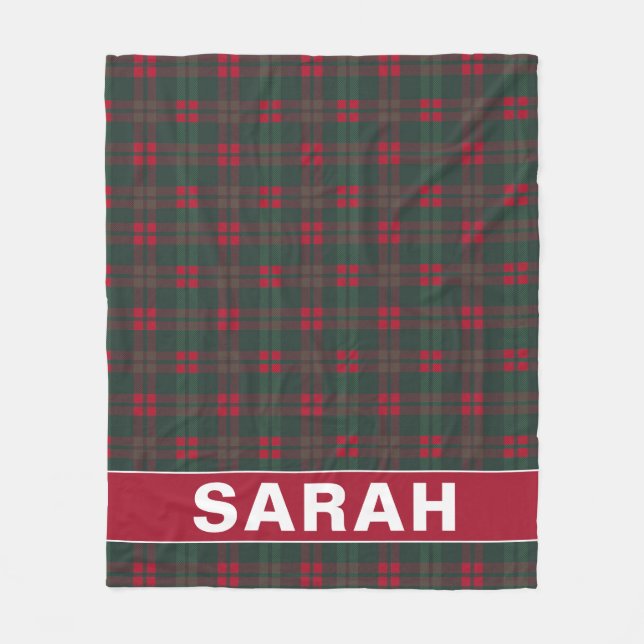 Tartan Plaid Cosy Personalised Name Fleece Blanket (Front)