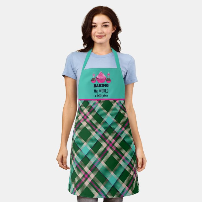 Tartan Plaid Cupcake Cake Pops Apron (Worn)
