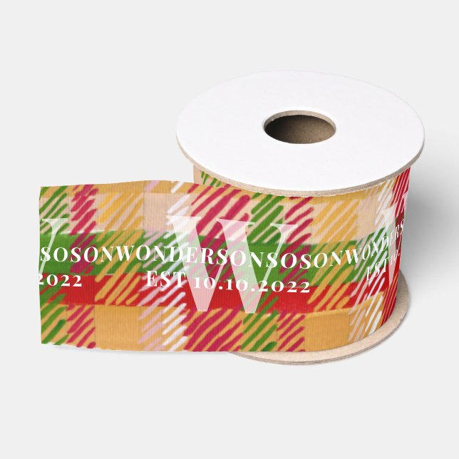 Tartan Plaid Custom Monogram PACKAGE Event Theme Grosgrain Ribbon (Spool)