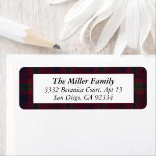 Tartan Plaid Dark Red Classic Return Address
