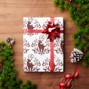 Tartan Plaid Deer Design On White Wrapping Paper