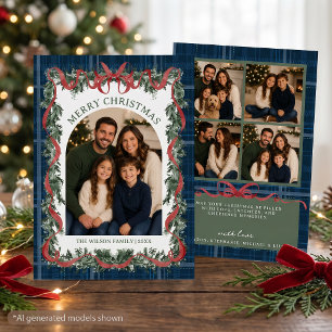 Tartan Plaid Family Family Photo Christmas Holiday Card