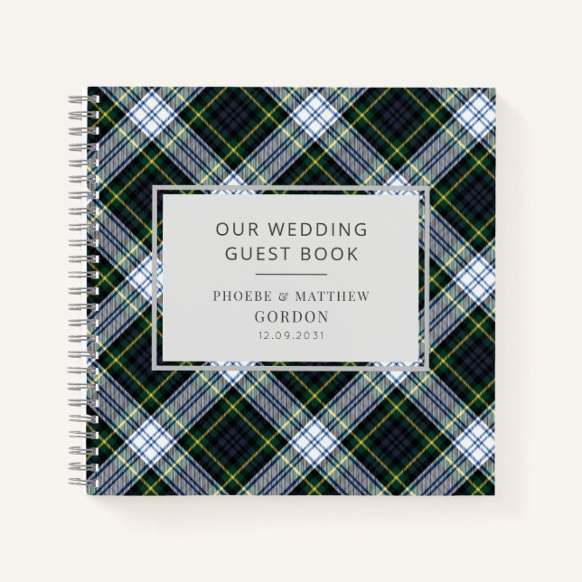 Tartan Plaid Green Rustic Check Wedding Guest Book (Front)