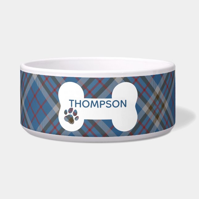 Tartan Plaid Grey Blue Chequered Clan Thompson Dog (Front)