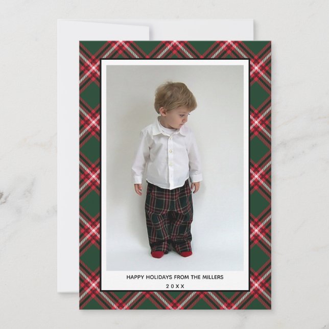 Tartan Plaid Happy Holidays Card for Christmas (Front)