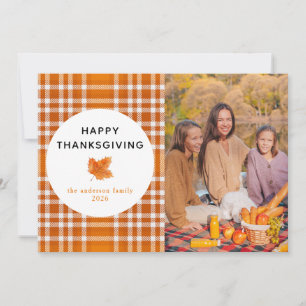 Tartan Plaid   Happy Thanksgiving Autumn Photo Holiday Card