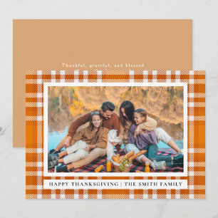 Tartan Plaid Happy Thanksgiving Autumn Photo Holiday Card