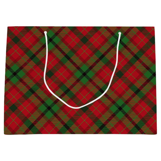 Tartan Plaid Holiday Festive Christmas Large Gift Bag (Front)