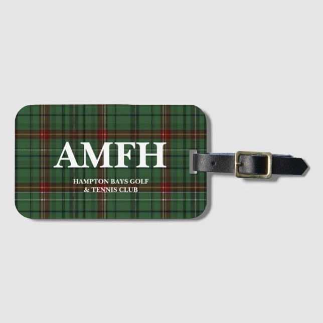 Tartan Plaid Monogram Golf Luggage Tag (Front Horizontal)