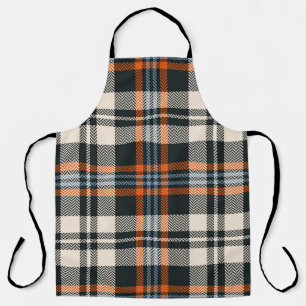 Tartan plaid pattern autumn in black, orange, blue apron