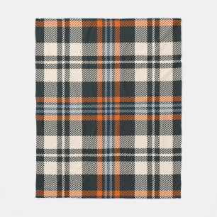 Tartan plaid pattern autumn in black, orange, blue fleece blanket