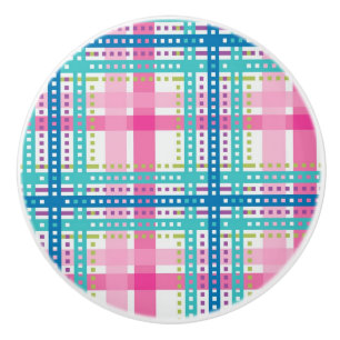 Tartan, plaid pattern ceramic knob