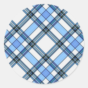 Tartan Plaid Pattern Collection - Blue - 02 Classic Round Sticker