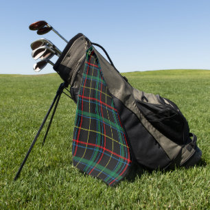 Tartan plaid pattern, green and red, golf towel
