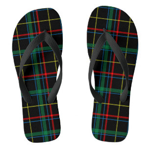 Tartan plaid pattern, green and red, jandals