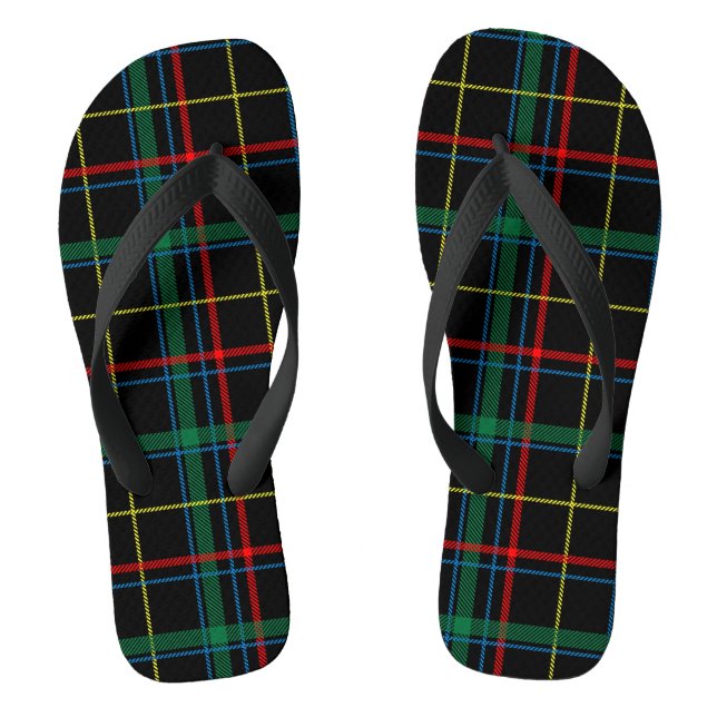 Tartan plaid pattern, green and red, jandals (Footbed)