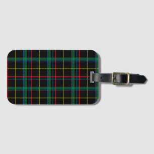 Tartan plaid pattern, green and red, luggage tag