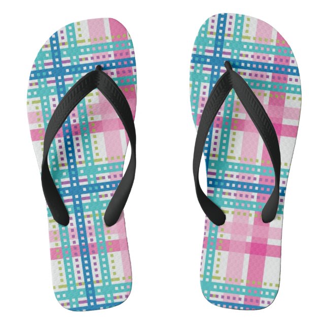 Tartan, plaid pattern jandals (Footbed)