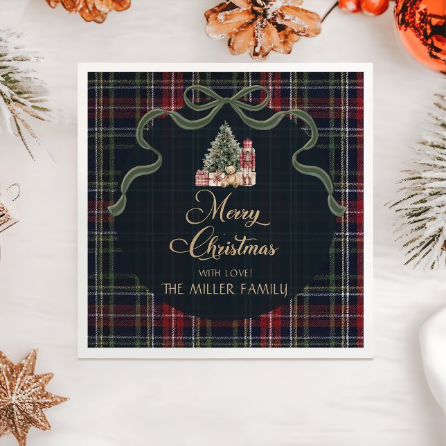 Tartan Plaid Preppy Christmas Party Napkins (Creator Uploaded)