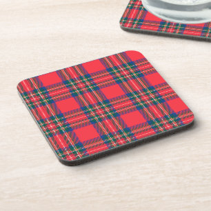Tartan Plaid Red Classic Festive Christmas Holiday Coaster