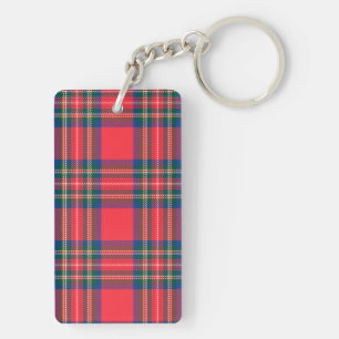 Tartan Plaid Red Classic Festive Christmas Holiday Key Ring