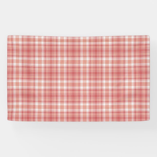Tartan Plaid Red, Orange & White No. 64 Banner (Horizontal)