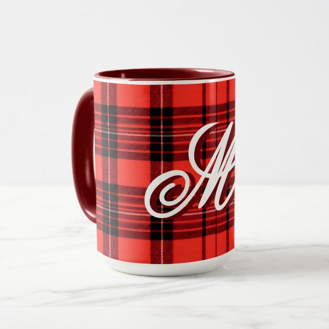 Tartan Plaid Red Traditional Modern Collection Mug (Front Left)