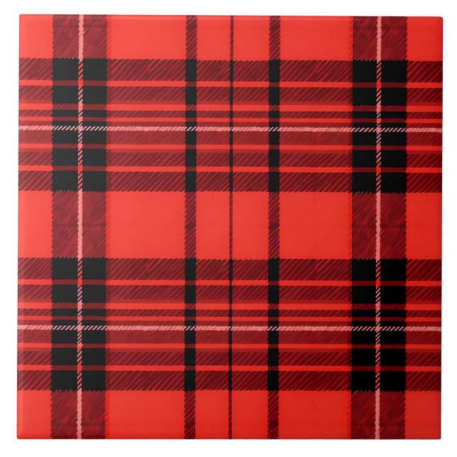 Tartan Plaid Red Traditional Modern Collection Tile (Front)